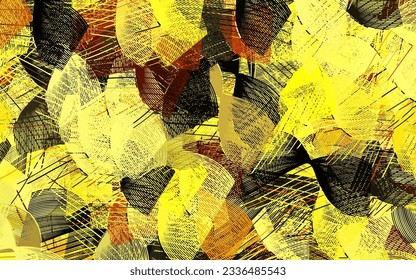 Dark Yellow vector background with wry lines. A sample with colorful lines, shapes. Brand new design for your ad.