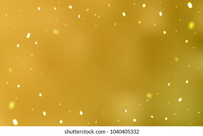 Dark Yellow vector background with xmas snowflakes. Decorative shining illustration with snow on abstract template. The pattern can be used for new year ad, booklets.