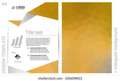 Dark Yellow vector  brochure for ui, ux design. Abstract booklet on colored background with gradient. Beautiful design for cover of notepads.