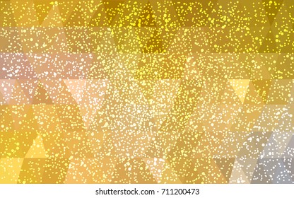 Dark Yellow vector christmas polygon background. Low poly Illustration consisting of triangles with snowflakes. Texture background of New Year celebration.