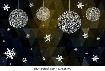 Dark Yellow vector christmas postcard low polygon background. Illustration consisting of triangles. Abstract triangular polygonal origami or crystal design of New Year celebration.