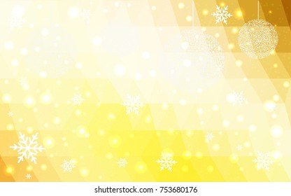 Dark Yellow vector christmas postcard low polygon background. Illustration consisting of triangles. Abstract triangular polygonal origami or crystal design of New Year celebration.