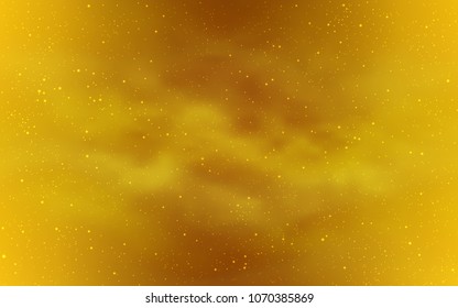 Dark Yellow vector cover with astronomical stars. Space stars on blurred abstract background with gradient. Smart design for your business advert.
