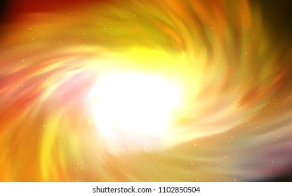 Dark Yellow vector cover with astronomical stars. Glitter abstract illustration with colorful cosmic stars. Template for cosmic backgrounds.