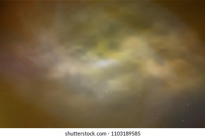 Dark Yellow vector cover with astronomical stars. Space stars on blurred abstract background with gradient. Smart design for your business advert.