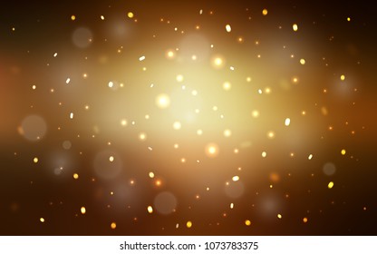 Dark Yellow vector cover with beautiful snowflakes. Modern geometrical abstract illustration with crystals of ice. The pattern can be used for new year ad, booklets.