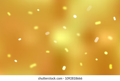 Dark Yellow vector cover with beautiful snowflakes. Modern geometrical abstract illustration with crystals of ice. New year design for your ad, poster, banner.
