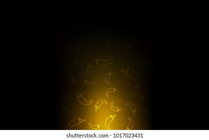 Dark Yellow vector cover with chili peppers. Beautiful colored illustration with pepers in doodle style. Doodle design for your business advert of cafes.