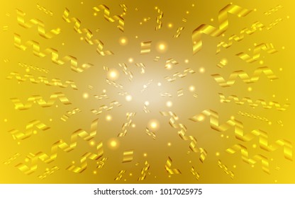 Dark Yellow vector cover with happy holiday ribbons. Blurred decorative design in anniversary style with confetti. The pattern can be used for new year ad, booklets.