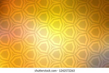 Dark Yellow vector cover with set of hexagons. Blur background with colorful hexagons. Pattern for ads, leaflets.