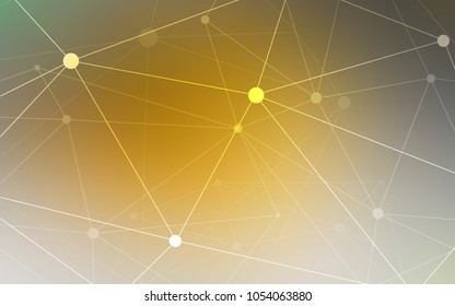 Dark Yellow vector cover with spots, lines. Glitter abstract illustration with connection of triangle structure. Pattern can be used as texture of wallpapers.