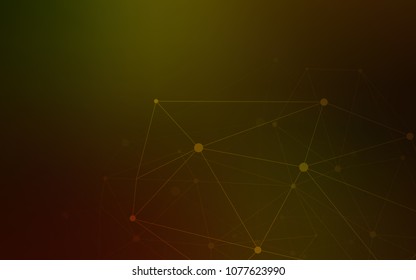 Dark Yellow vector cover with spots, lines. Design with connection of dots and lines on colorful background. Pattern can be used as texture of wallpapers.