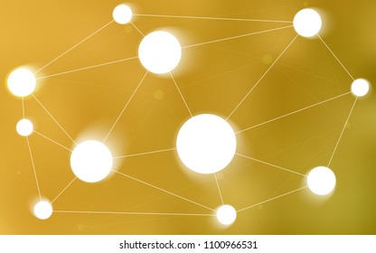 Dark Yellow vector cover with spots, lines. Design with connection of dots and lines on colorful background. Completely new template for your brand book.