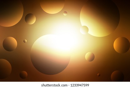 Dark Yellow vector cover with spots. Abstract illustration with colored bubbles in nature style. Completely new template for your brand book.