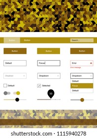Dark Yellow vector design ui kit with dots. Beautiful ui ux kit with colorful dots in its header. Beautiful layout for websites, landing pages.