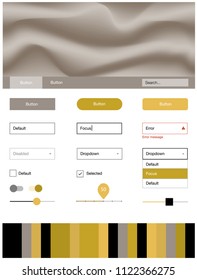 Dark Yellow vector design ui kit with curved circles. Elegant bright illustration with gradient  in memphis style. This sample is for your landing page.