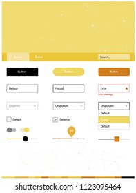 Dark Yellow vector design ui kit with mosaic, circles. Colorful ui/ux kit with triangles, circles in header. This template you can use for websites.