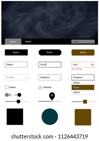 Dark Yellow vector design ui kit with universe stars. Colorful Style guide with stars on abstract background. Simple colorful design for websites.