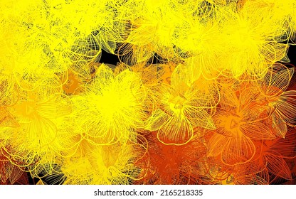 Dark Yellow vector doodle background with flowers. Colorful illustration in doodle style with flowers. Textured pattern for websites, banners.