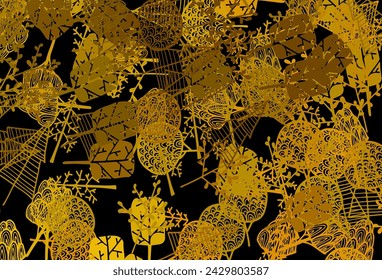 Dark Yellow vector elegant background with trees, branches. Colorful abstract illustration with trees in doodle style. The best design for your business.
