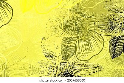 Dark Yellow vector elegant template with flowers. Flowers with gradient on white background. Brand new style for your business design.
