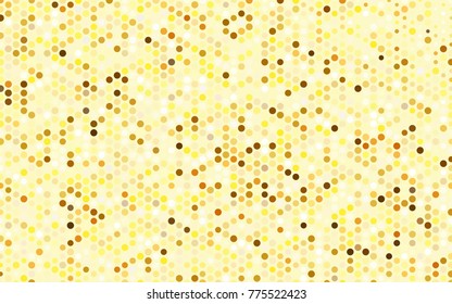Dark Yellow vector illustration which consist of circles. Dotted gradient design for your business. Creative geometric background in halftone style with colored spots.
