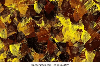 Dark Yellow vector layout with bent lines. A sample with colorful lines, shapes. Elegant pattern for a brand book.