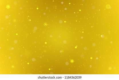 Dark Yellow vector layout with bright snowflakes. Modern geometrical abstract illustration with crystals of ice. New year design for your ad, poster, banner.