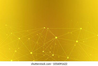 Dark Yellow vector layout with circles, lines. Glitter abstract illustration with connection of triangle structure. Pattern can be used for beautiful websites.