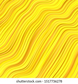 Dark Yellow vector layout with circular arc. Abstract illustration with bandy gradient lines. Pattern for commercials, ads.