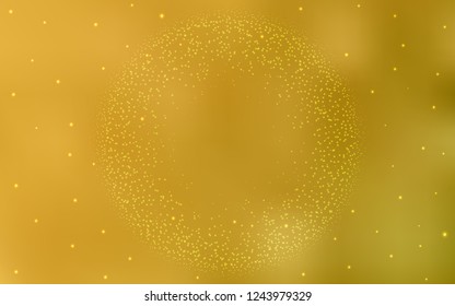 Dark Yellow vector layout with cosmic stars. Space stars on blurred abstract background with gradient. Pattern for astronomy websites.