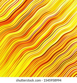 Dark Yellow vector layout with curves. Abstract illustration with bandy gradient lines. Template for your UI design.