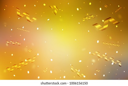 Dark Yellow vector layout with festival confetti. Decorative shining illustration with ribbons on abstract template. The pattern can be used for new year ad, booklets.
