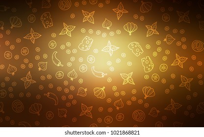 Dark Yellow vector layout with restaurant food. Glitter abstract sketch with gourmet food. Pattern for ad, booklets, leaflets of restaurants.
