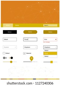 Dark Yellow vector Material Design Kit with lines, circles. Simple Material Design Kit with colorful triangles, circles. This template you can use for landing pages.