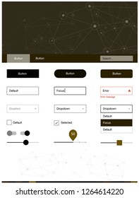 Dark Yellow vector Material Design Kit with lines, circles. Style guide in polygonal style with triangles, circles. Beautiful layout for websites, landing pages.