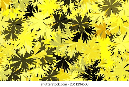 Dark Yellow vector natural backdrop with flowers. Flowers with gradient on white background. New template for your brand book.