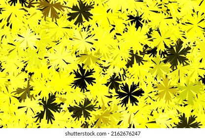 Dark Yellow vector natural background with flowers. Decorative design of flowers on white background. Hand painted design for web, wrapping.