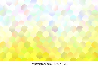 Dark Yellow vector pattern with colored spheres. Geometric sample of repeating circles on white background in halftone style.