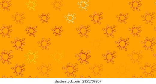 Patrón vector amarillo oscuro con elementos coronavirus. Ilustración inteligente con signos cómodos en estilo decorativo. Fondo de escritorio para la protección de la salud.