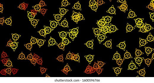 Dark Yellow vector pattern with magic elements. Illustration with magical signs of spiritual power. Background for esoteric, mystic designs.