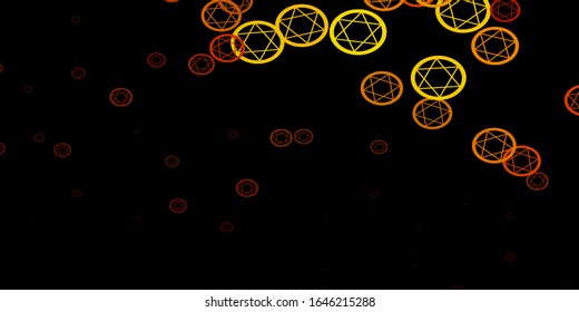 Dark Yellow vector pattern with magic elements. Colorful mystic symbols with a gradient in ancient style. Best design halloween events.