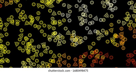 Dark Yellow vector pattern with magic elements. Retro design in abstract style with witchcraft forms. Best design halloween events.