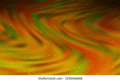 Dark Yellow vector pattern with night sky stars. Shining colored illustration with bright astronomical stars. Smart design for your business advert.