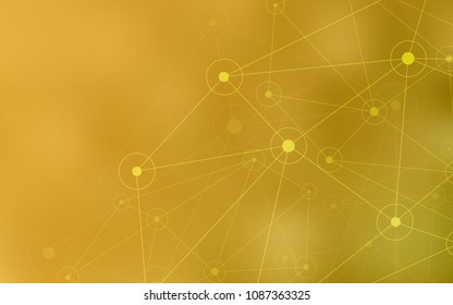 Dark Yellow vector pattern with spheres, triangles. Abstract illustration with colorful discs and triangles. Pattern can be used as texture of wallpapers.