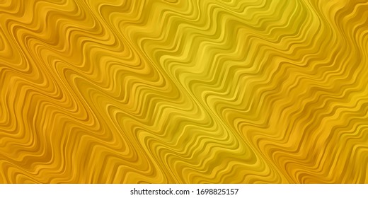 Dark Yellow vector pattern with wry lines. Illustration in abstract style with gradient curved.  Smart design for your promotions.