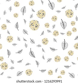 Dark Yellow vector seamless abstract backdrop with leaves, flowers. Shining colorful illustration with leaves, flowers. Design for textile, fabric, wallpapers.