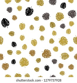 Dark   , Yellow vector seamless abstract background with leaves. leaves on elegant natural pattern with gradient. Texture for window blinds, curtains.