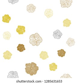 Dark Yellow vector seamless abstract background with flowers. Glitter abstract illustration with flowers. Design for textile, fabric, wallpapers.