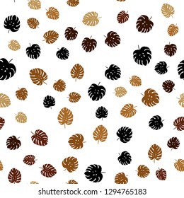 Dark Yellow vector seamless abstract backdrop with leaves. Shining colored illustration with leaves in doodle style. Design for wallpaper, fabric makers.